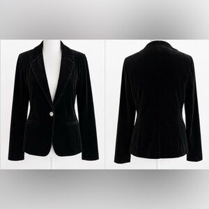Tahari elegant Black Velvet Single-Button Blazer